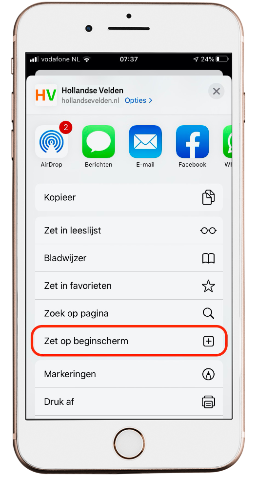 Click put on home screen