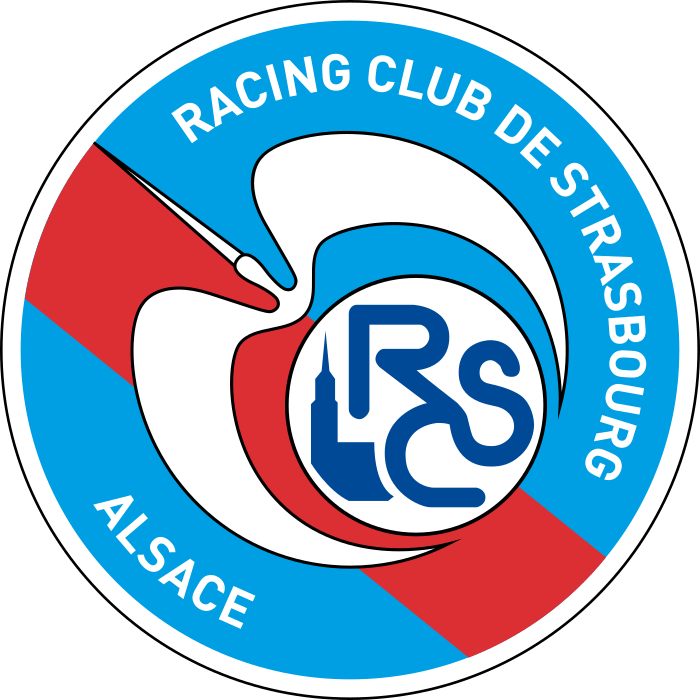 Clublogo voetbalvereniging Strasbourg Alsace Rc uit Strasbourg en Entzheim en Ernolsheim Bruche en Eschau en Geispolsheim en Illkirch Graffenstaden en Molsheim en Plobsheim