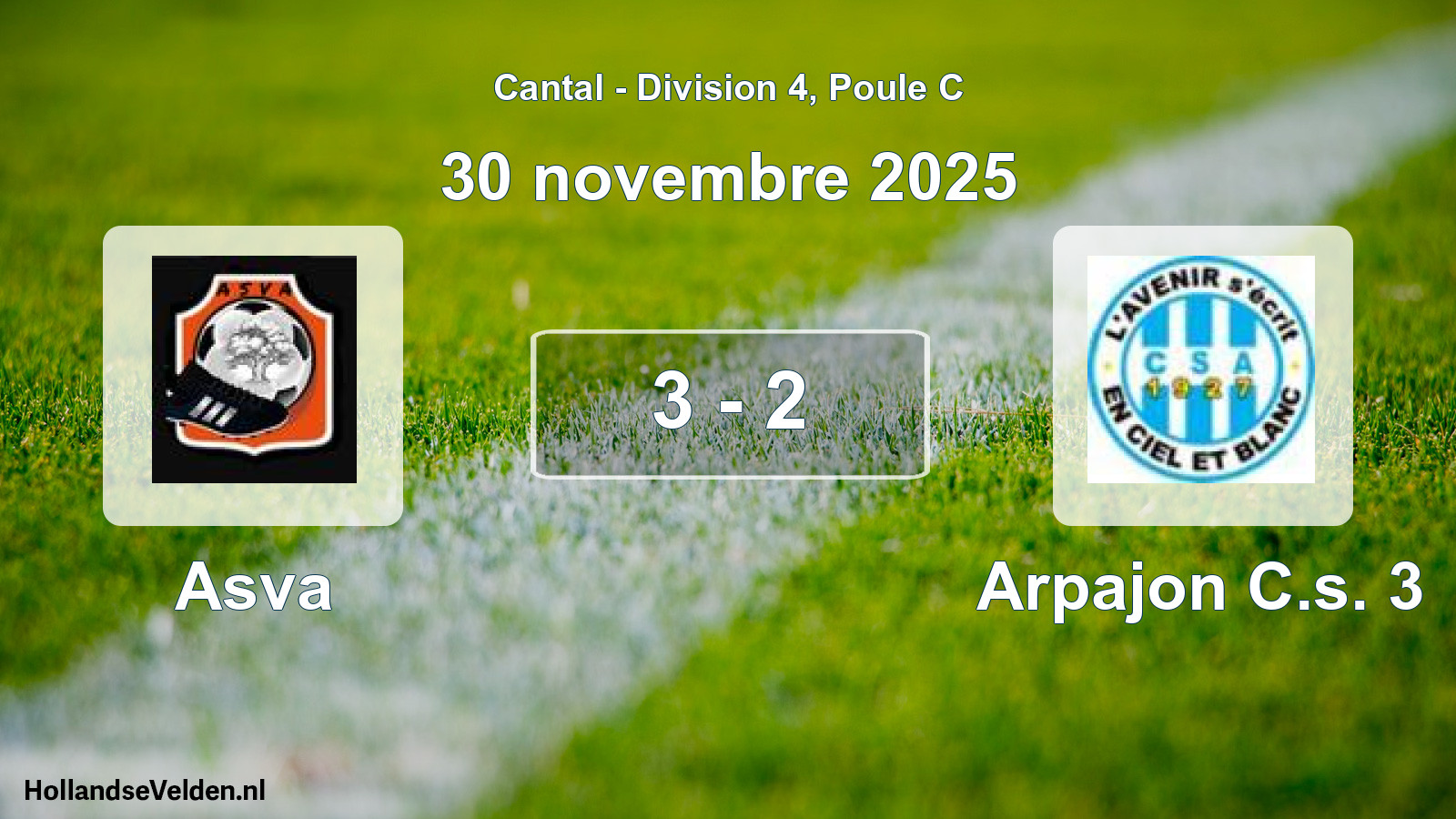 Match joué: Asva - Arpajon C.s. 3 3 - 2 (30 novembre 2025)