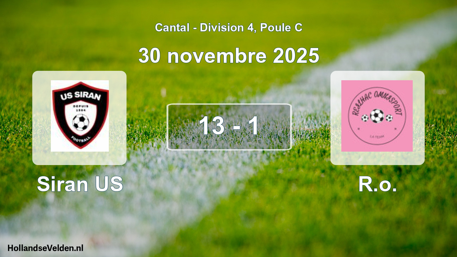 Gespeelde wedstrijd: Siran US - R.o. 13 - 1 (30 november 2025)