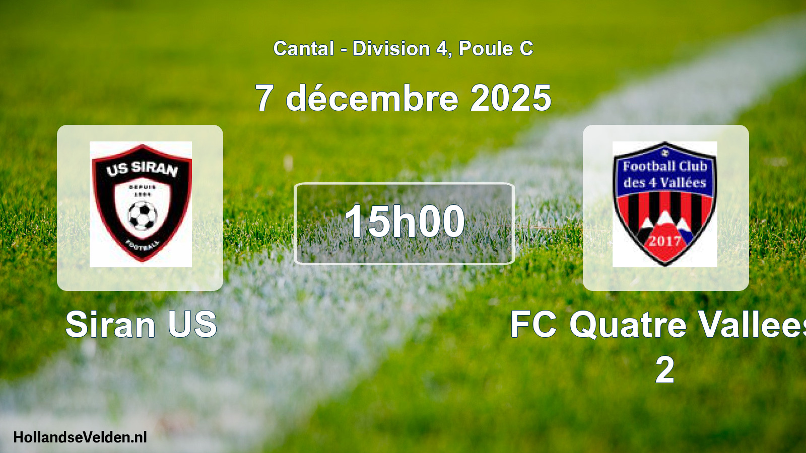 Geplande wedstrijd: Siran US - FC Quatre Vallees 2 (7 december 2025)