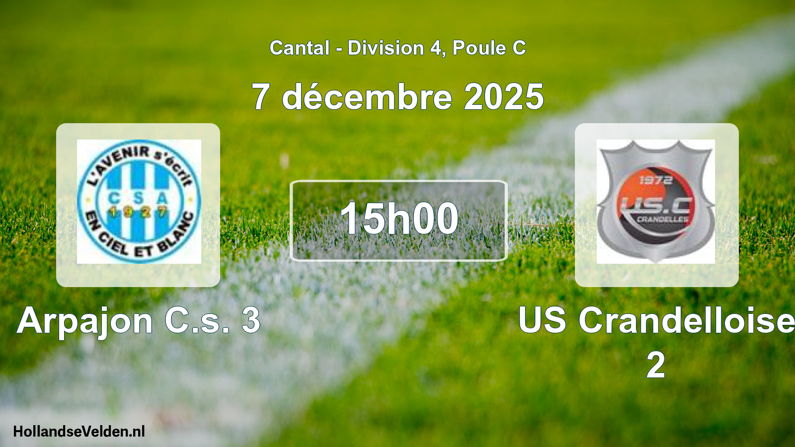 Match programmé: Arpajon C.s. 3 - US Crandelloise 2 (7 décembre 2025)