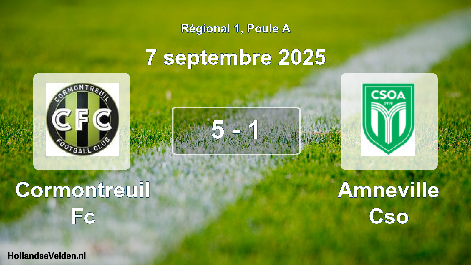 Gespeelde wedstrijd: Cormontreuil Fc - Amneville Cso 5 - 1 (7 septembre 2025)
