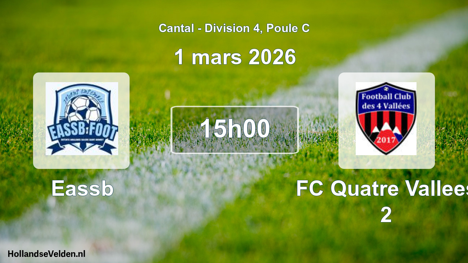 Geplande wedstrijd: Eassb - FC Quatre Vallees 2 (1 maart 2026)