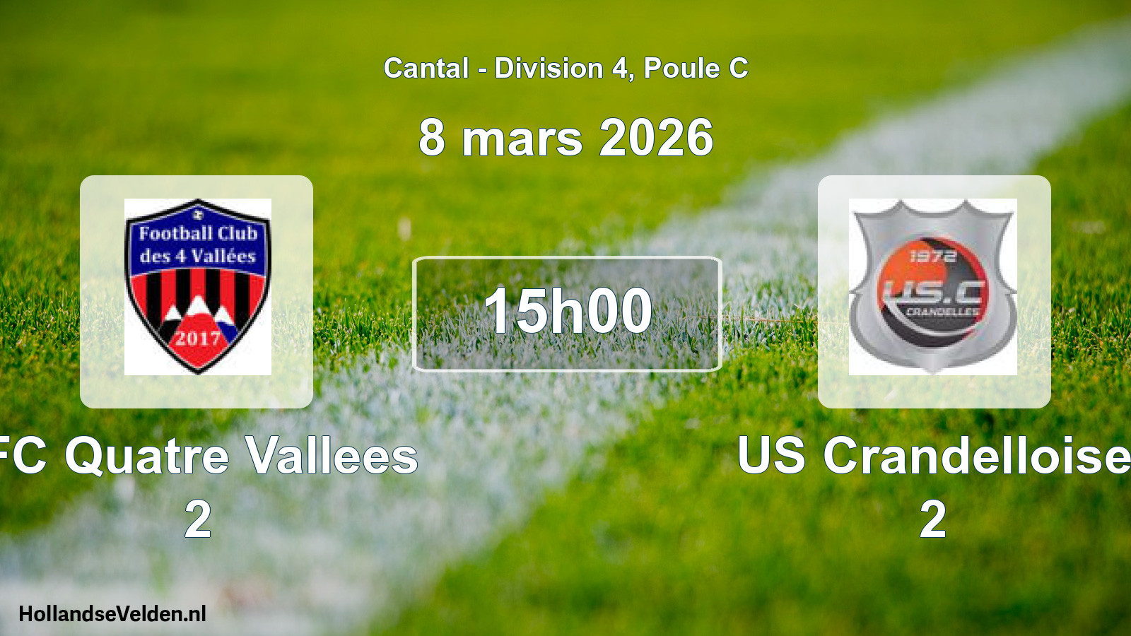 Geplande wedstrijd: FC Quatre Vallees 2 - US Crandelloise 2 (8 maart 2026)