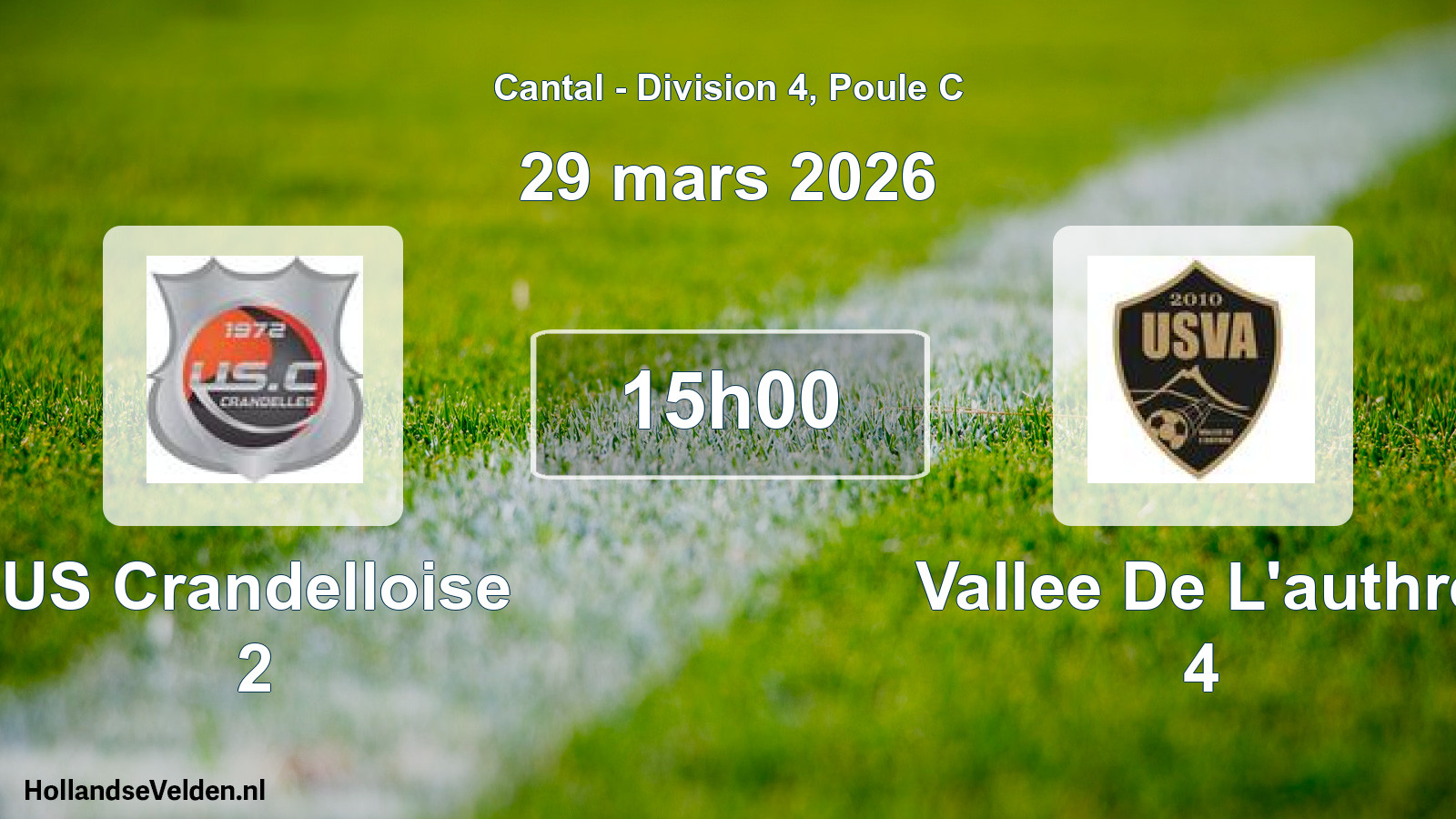 Match programmé: US Crandelloise 2 - Vallee De L'authre 4 (29 mars 2026)