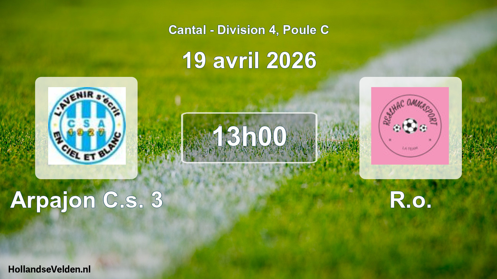 Geplande wedstrijd: Arpajon C.s. 3 - R.o. (19 april 2026)
