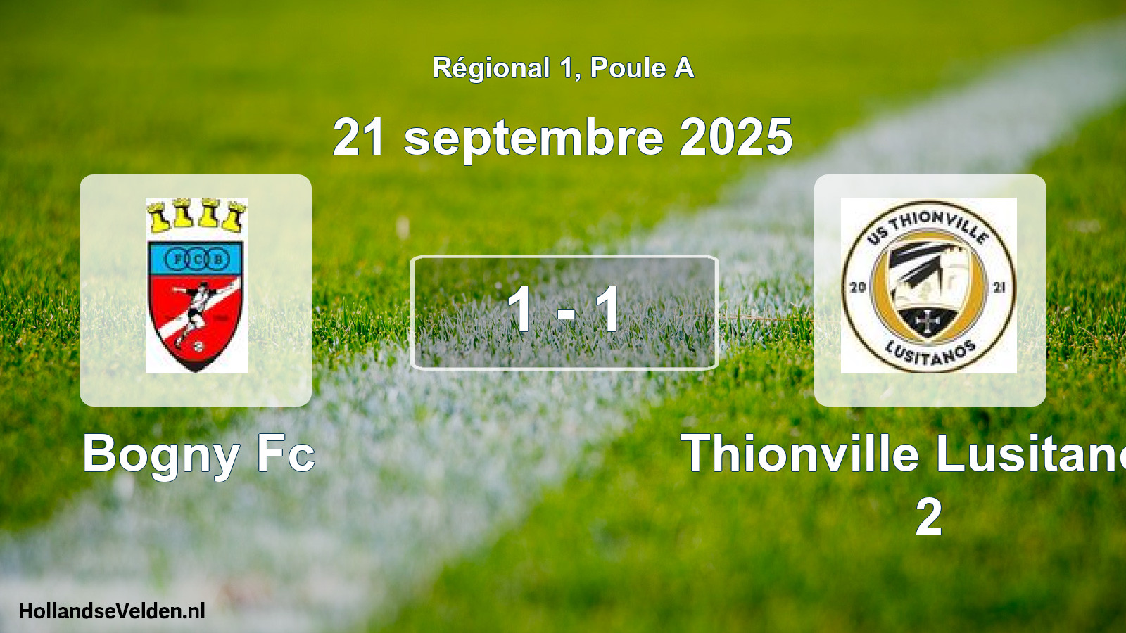 Gespeelde wedstrijd: Bogny Fc - Thionville Lusitanos 2 1 - 1 (21 septembre 2025)