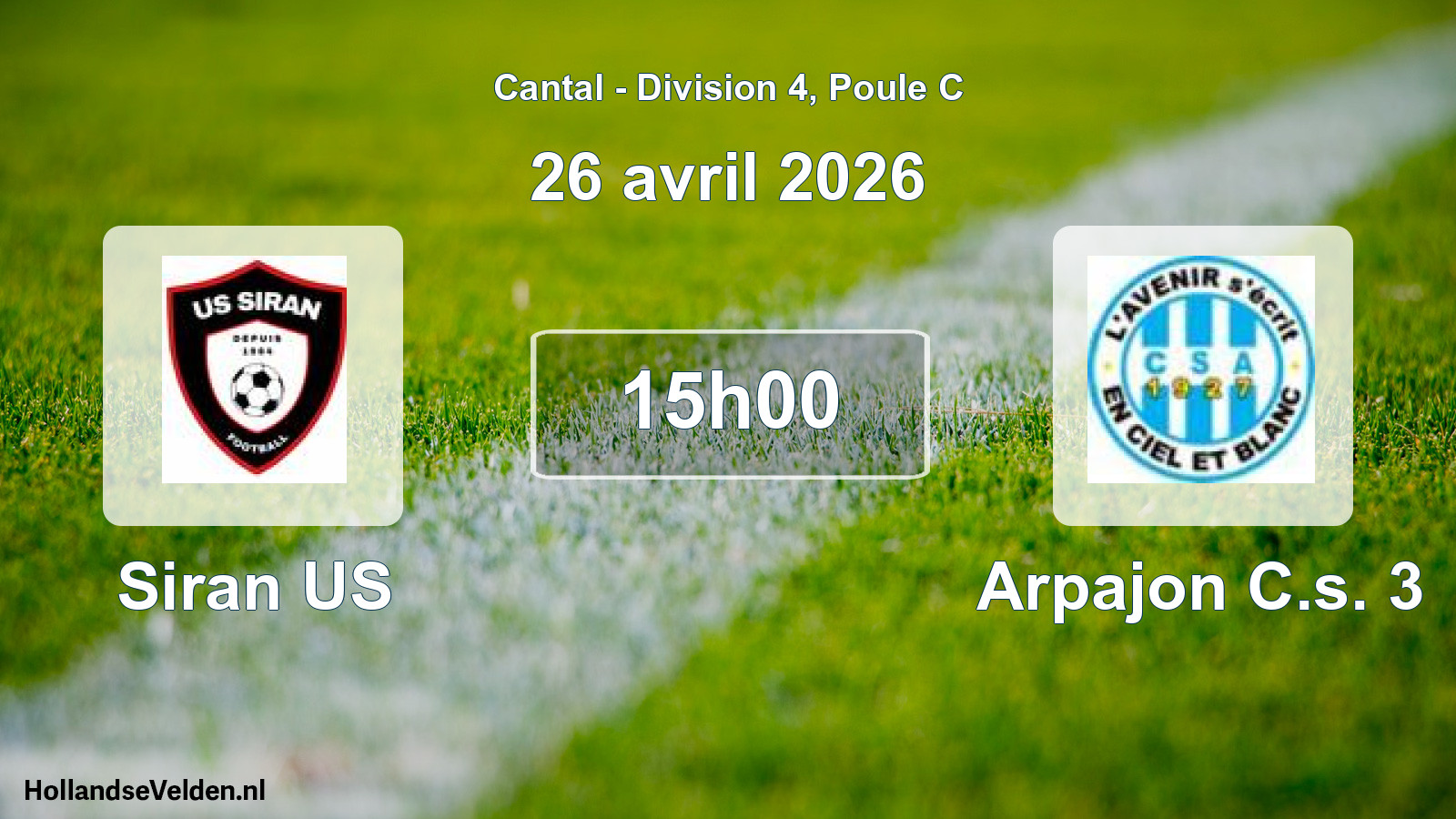 Geplande wedstrijd: Siran US - Arpajon C.s. 3 (26 april 2026)