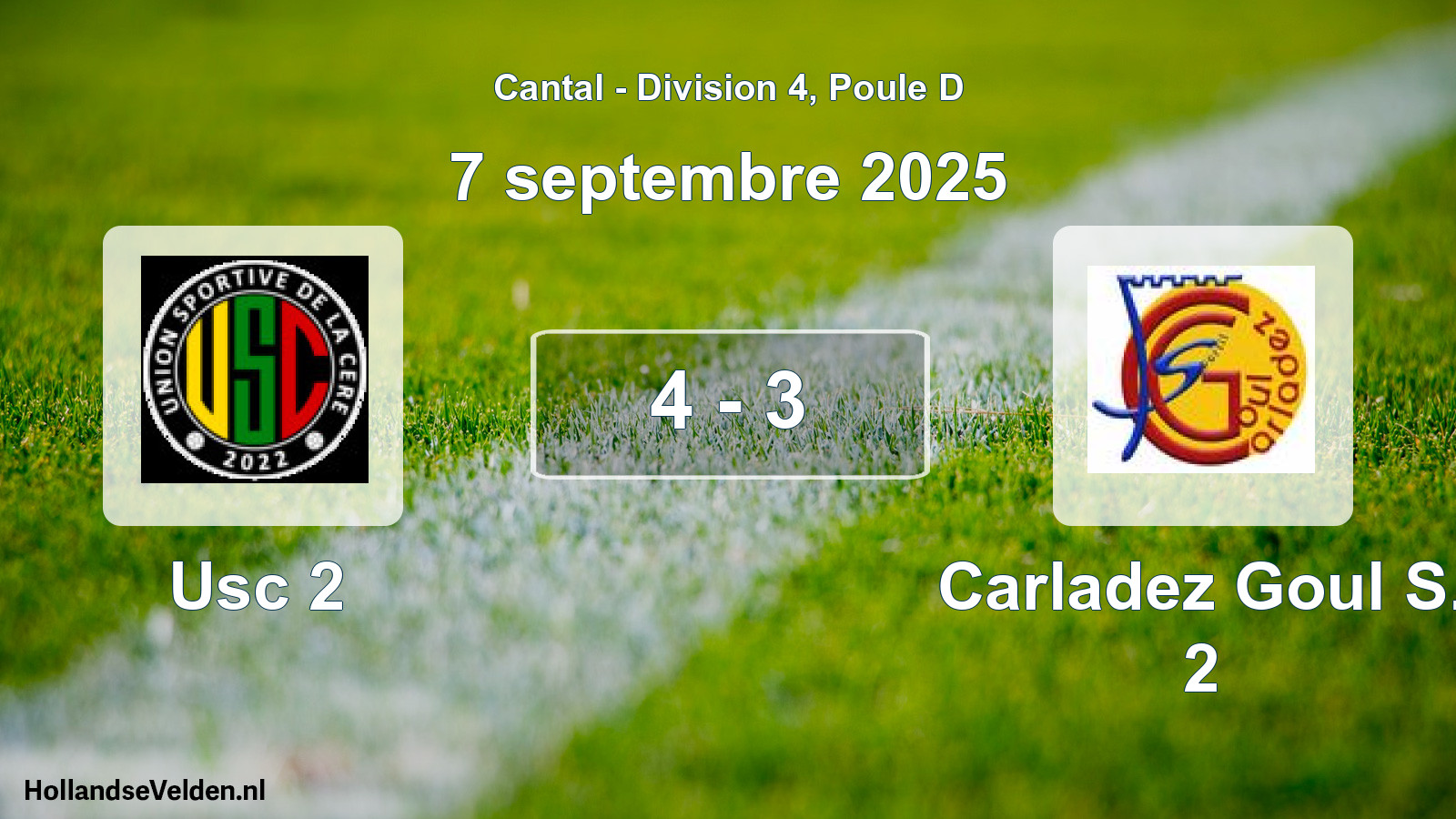 Gespeelde wedstrijd: Usc 2 - Carladez Goul S. 2 4 - 3 (7 september 2025)