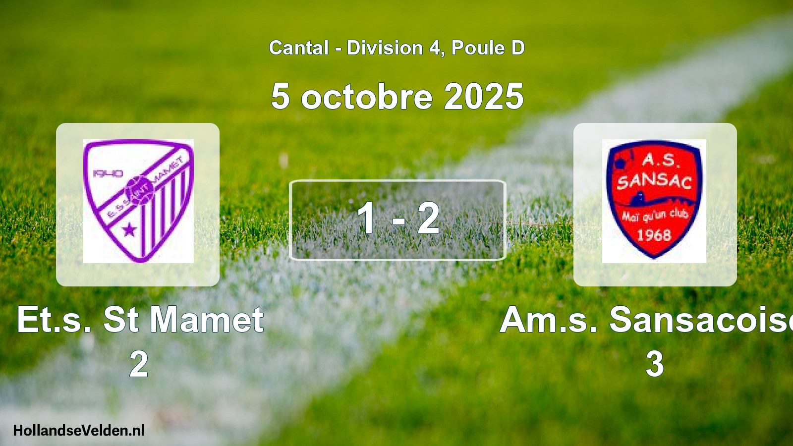 Gespeelde wedstrijd: Et.s. St Mamet 2 - Am.s. Sansacoise 3 1 - 2 (5 oktober 2025)