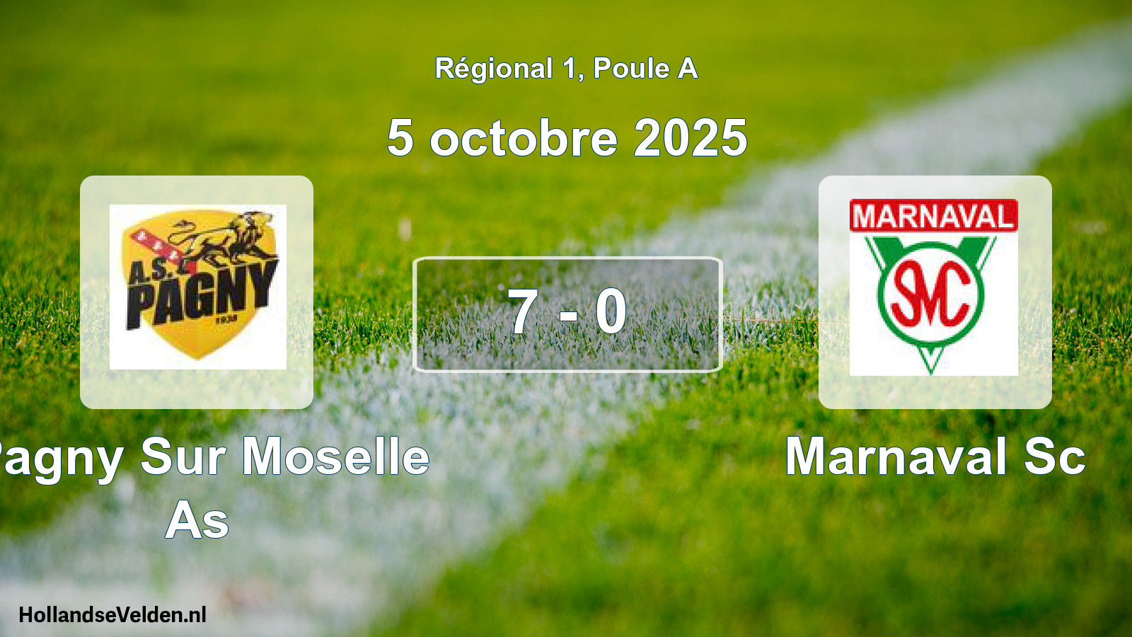 Gespeelde wedstrijd: Pagny Sur Moselle As - Marnaval Sc 7 - 0 (5 octobre 2025)
