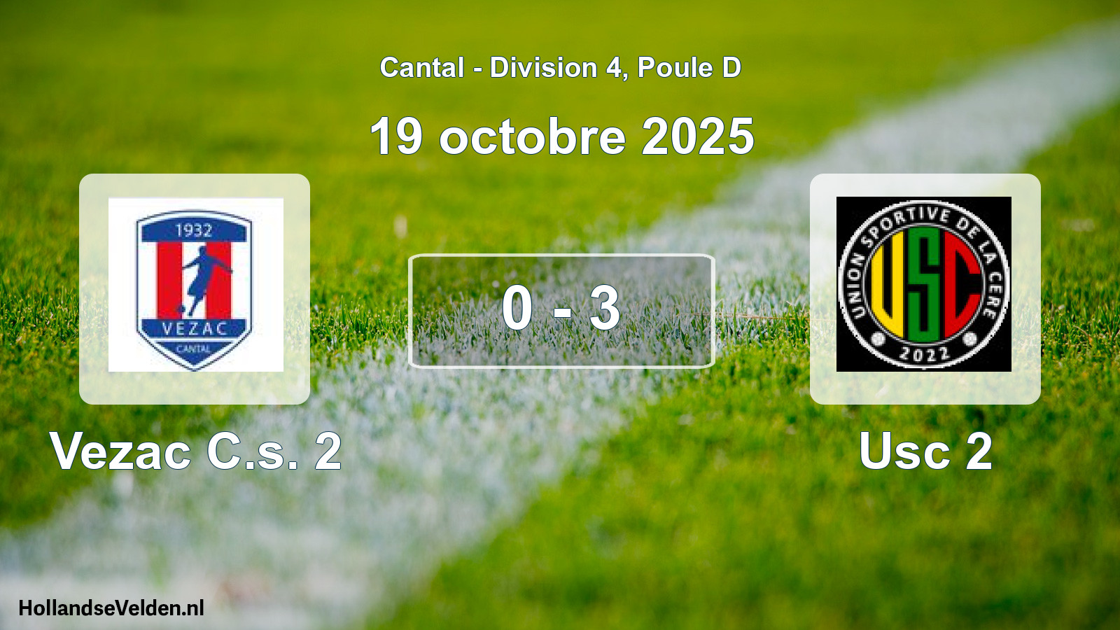 Match joué: Vezac C.s. 2 - Usc 2 0 - 3 (19 octobre 2025)