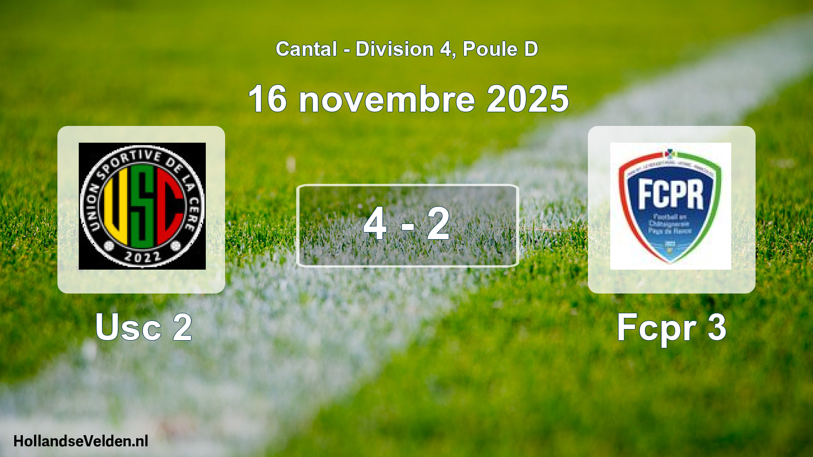 Gespeelde wedstrijd: Usc 2 - Fcpr 3 4 - 2 (16 november 2025)