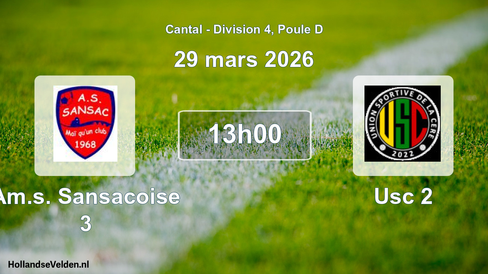 Match programmé: Am.s. Sansacoise 3 - Usc 2 (29 mars 2026)