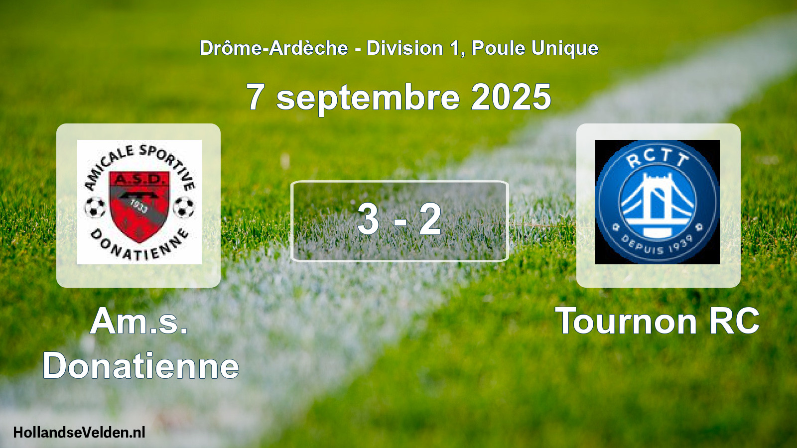Gespeelde wedstrijd: Am.s. Donatienne - Tournon RC 3 - 2 (7 september 2025)