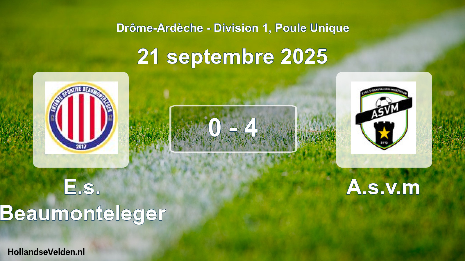 Gespeelde wedstrijd: E.s. Beaumonteleger - A.s.v.m 0 - 4 (21 september 2025)