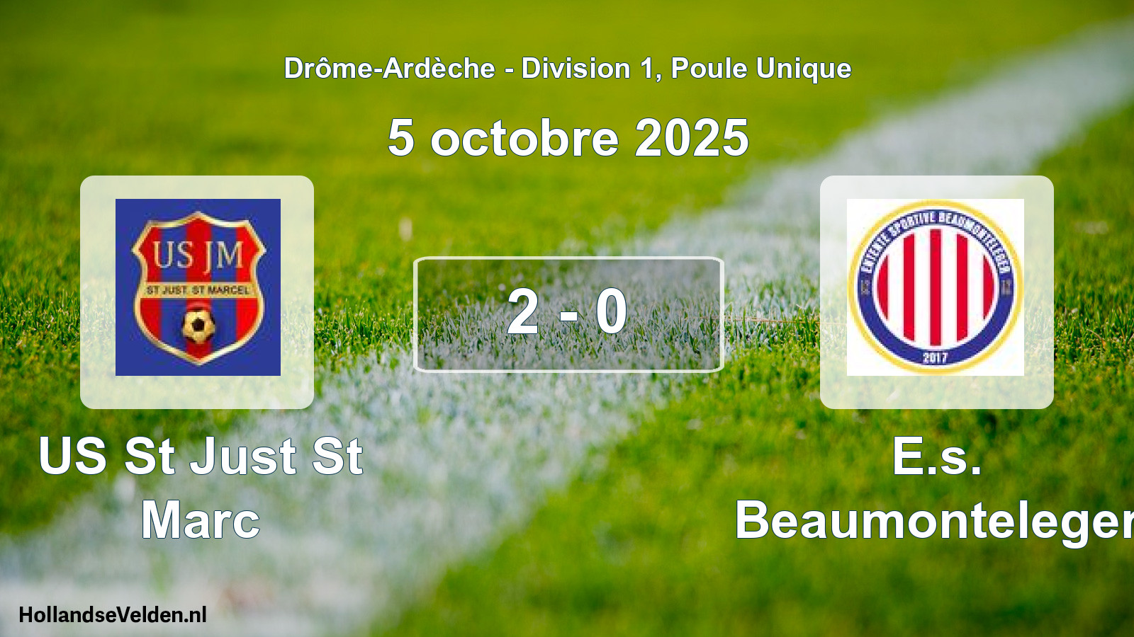 Gespeelde wedstrijd: US St Just St Marc - E.s. Beaumonteleger 2 - 0 (5 oktober 2025)