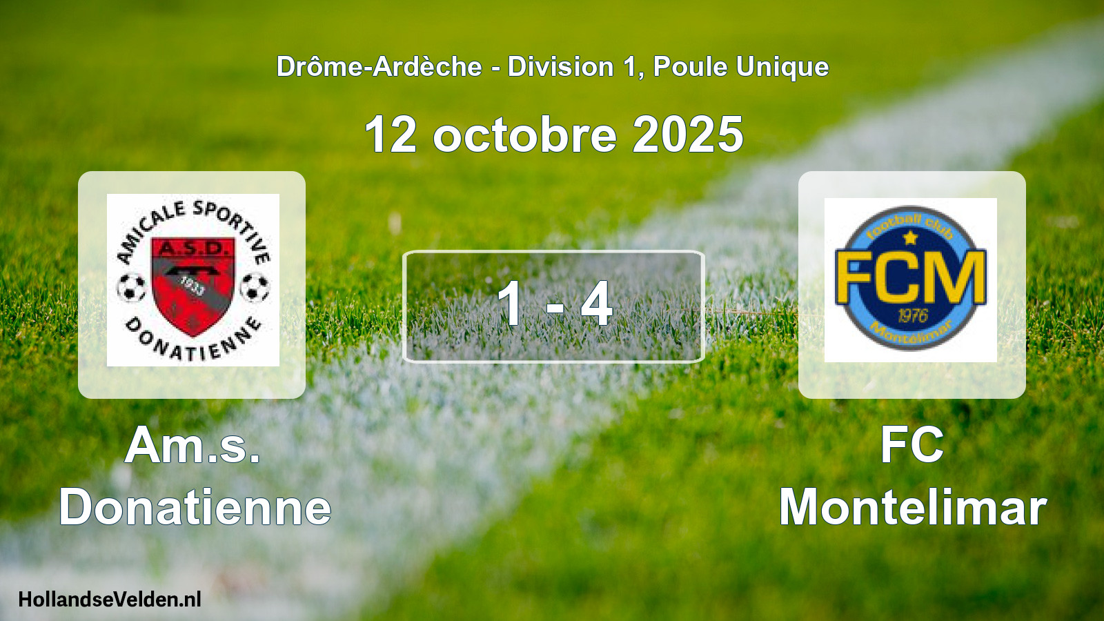 Gespeelde wedstrijd: Am.s. Donatienne - FC Montelimar 1 - 4 (12 oktober 2025)