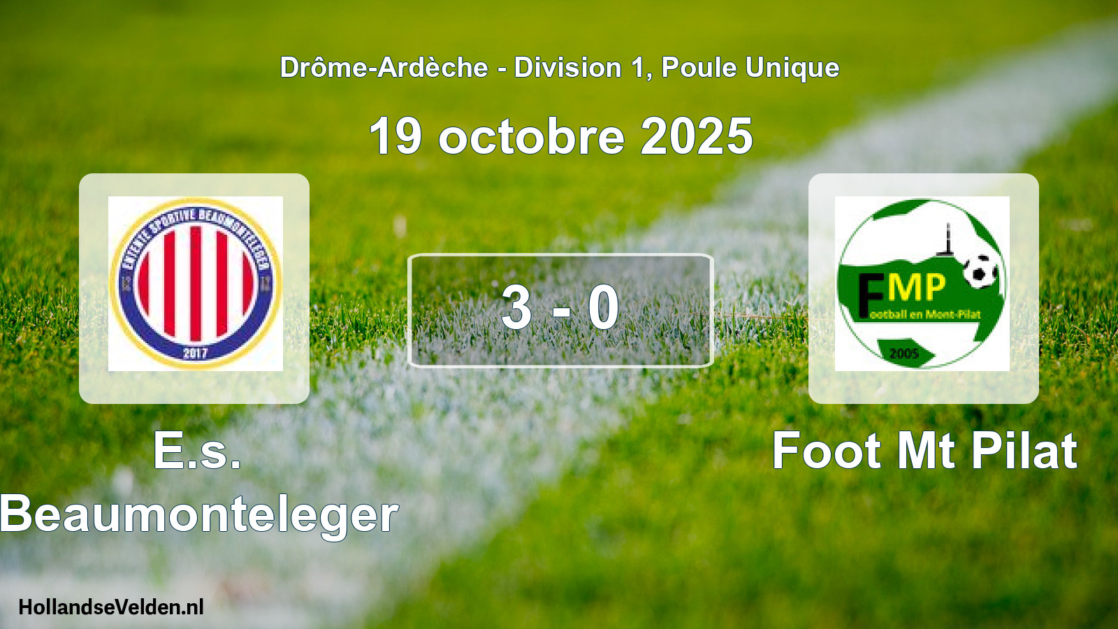 Gespeelde wedstrijd: E.s. Beaumonteleger - Foot Mt Pilat 3 - 0 (19 oktober 2025)