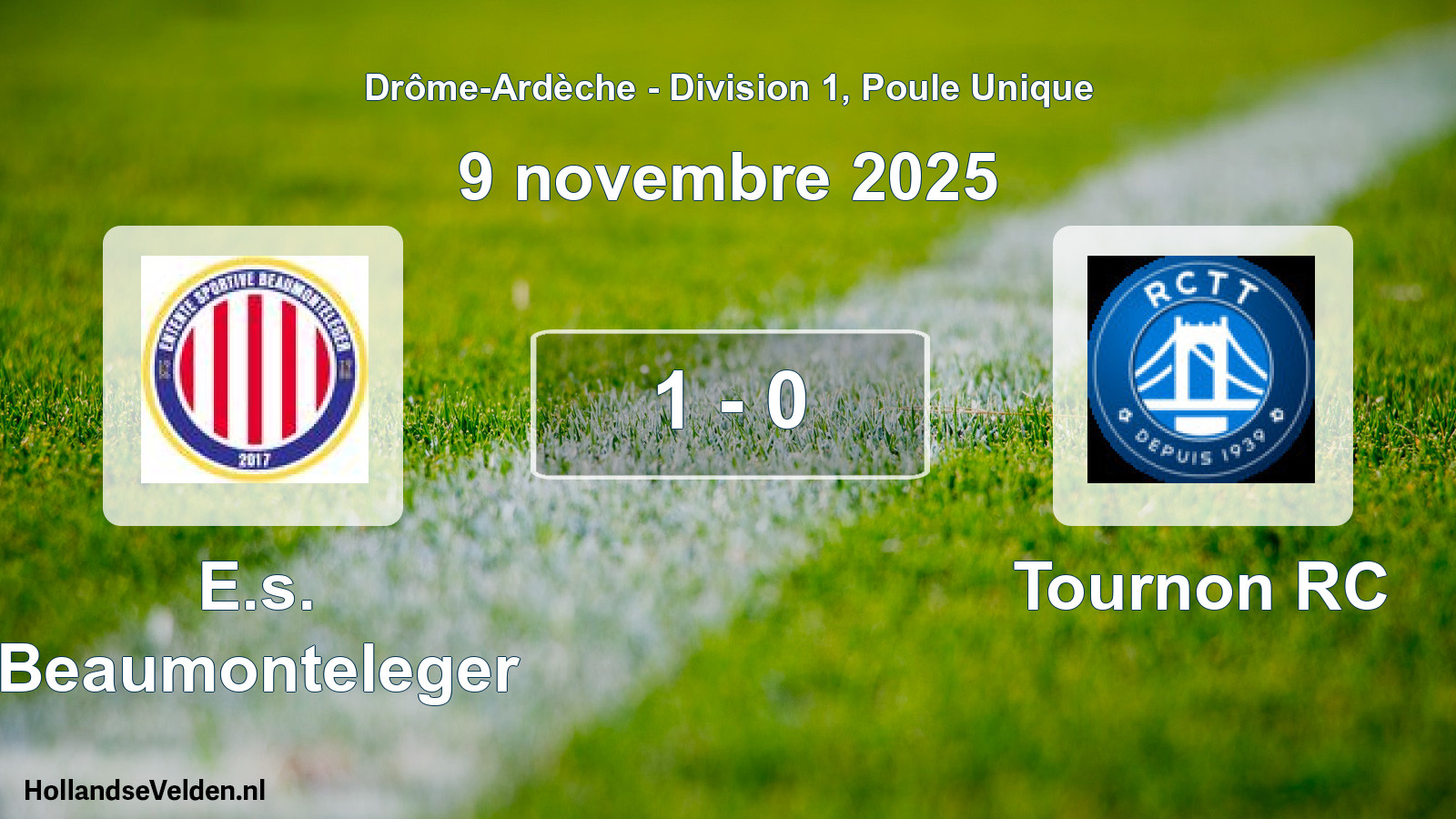 Gespeelde wedstrijd: E.s. Beaumonteleger - Tournon RC 1 - 0 (9 november 2025)