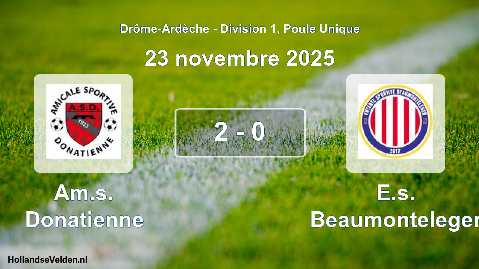 Gespeelde wedstrijd: Am.s. Donatienne - E.s. Beaumonteleger 2 - 0 (23 november 2025)