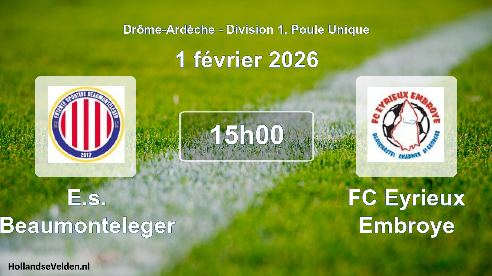 Geplande wedstrijd: E.s. Beaumonteleger - FC Eyrieux Embroye (1 februari 2026)