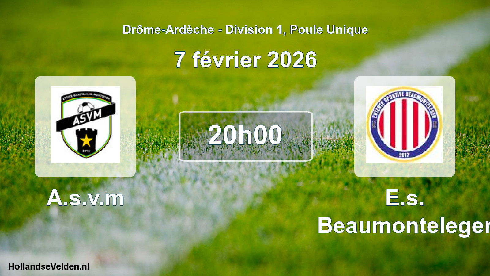 Geplande wedstrijd: A.s.v.m - E.s. Beaumonteleger (7 februari 2026)