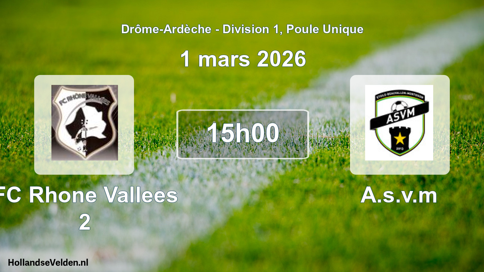 Geplande wedstrijd: FC Rhone Vallees 2 - A.s.v.m (1 maart 2026)