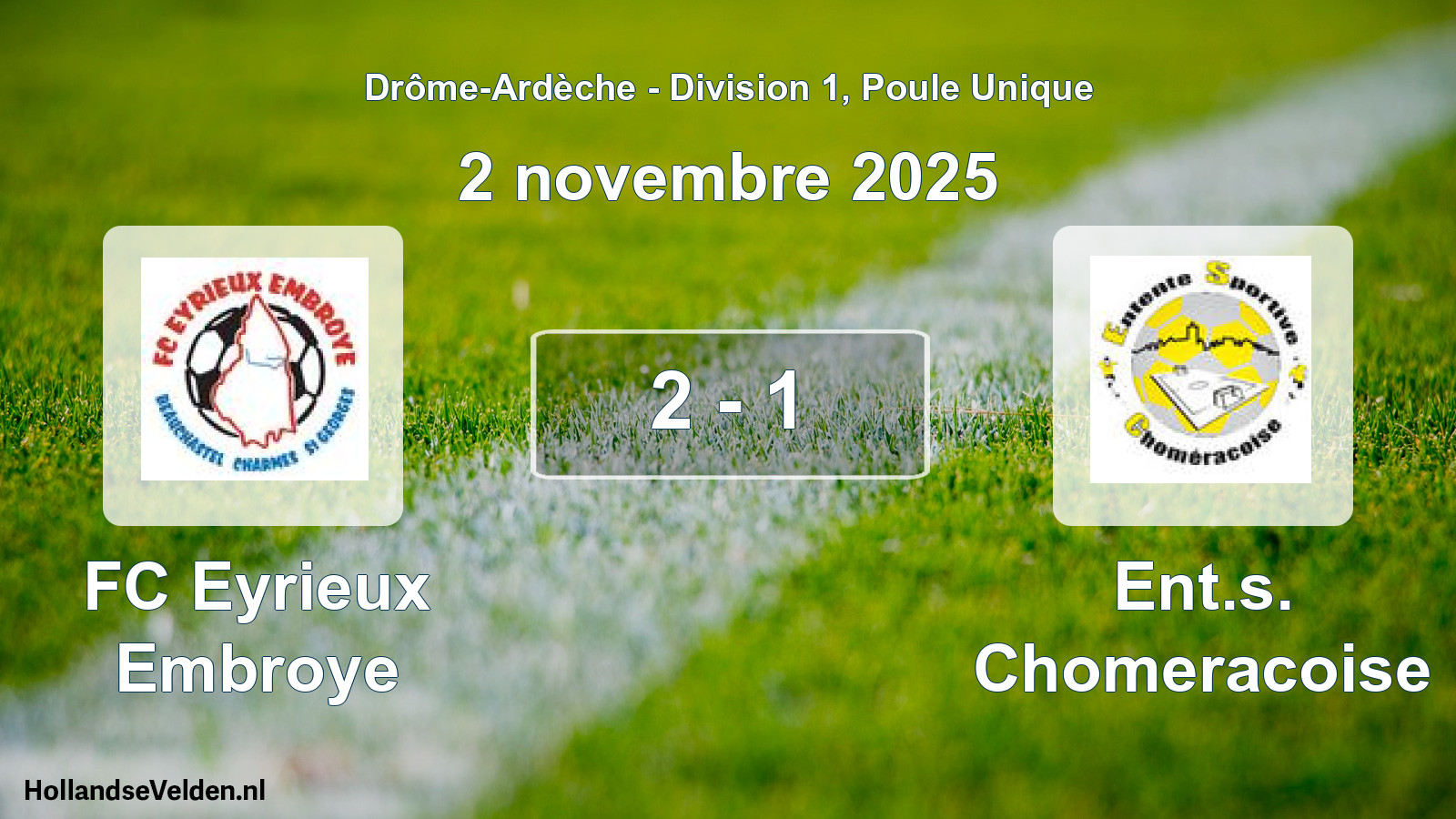 Gespeelde wedstrijd: FC Eyrieux Embroye - Ent.s. Chomeracoise 2 - 1 (2 november 2025)