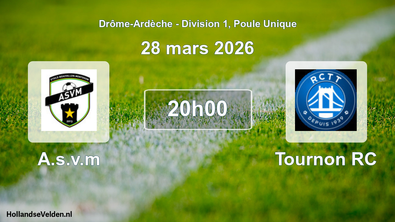 Geplande wedstrijd: A.s.v.m - Tournon RC (28 maart 2026)