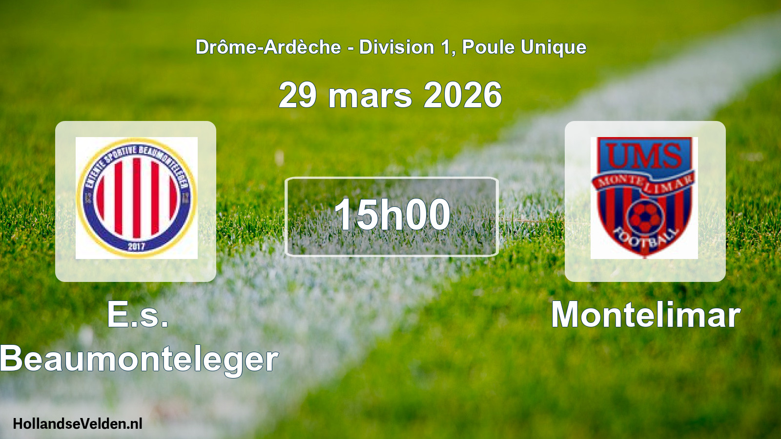 Geplande wedstrijd: E.s. Beaumonteleger - Montelimar (29 maart 2026)