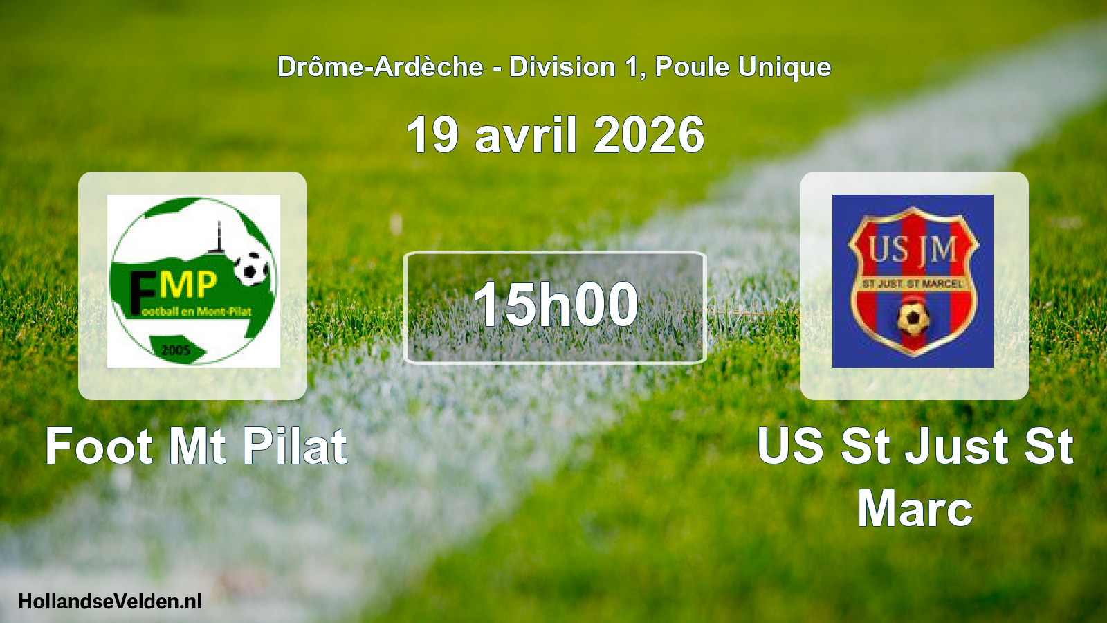 Geplande wedstrijd: Foot Mt Pilat - US St Just St Marc (19 april 2026)