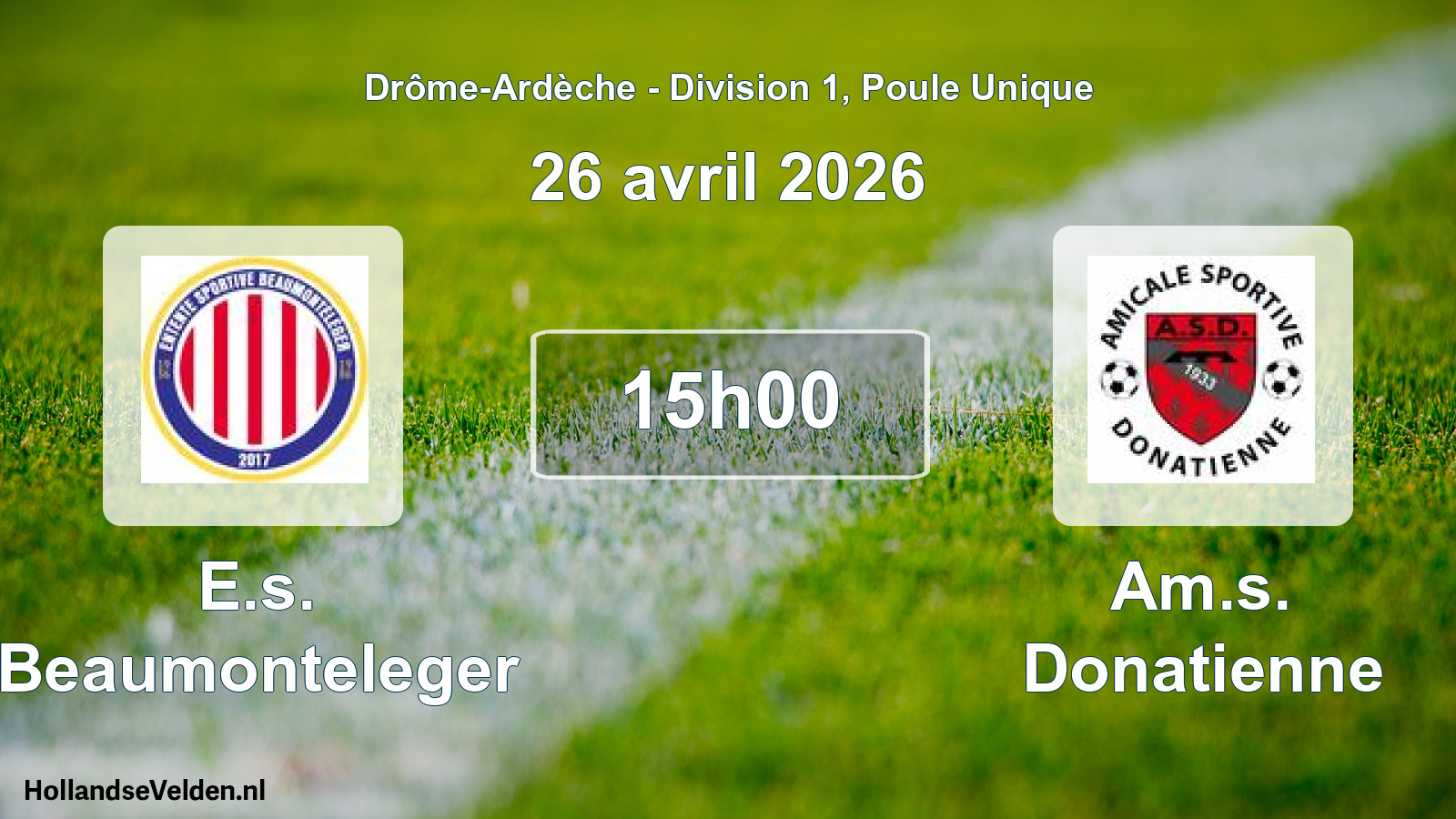 Geplande wedstrijd: E.s. Beaumonteleger - Am.s. Donatienne (26 april 2026)