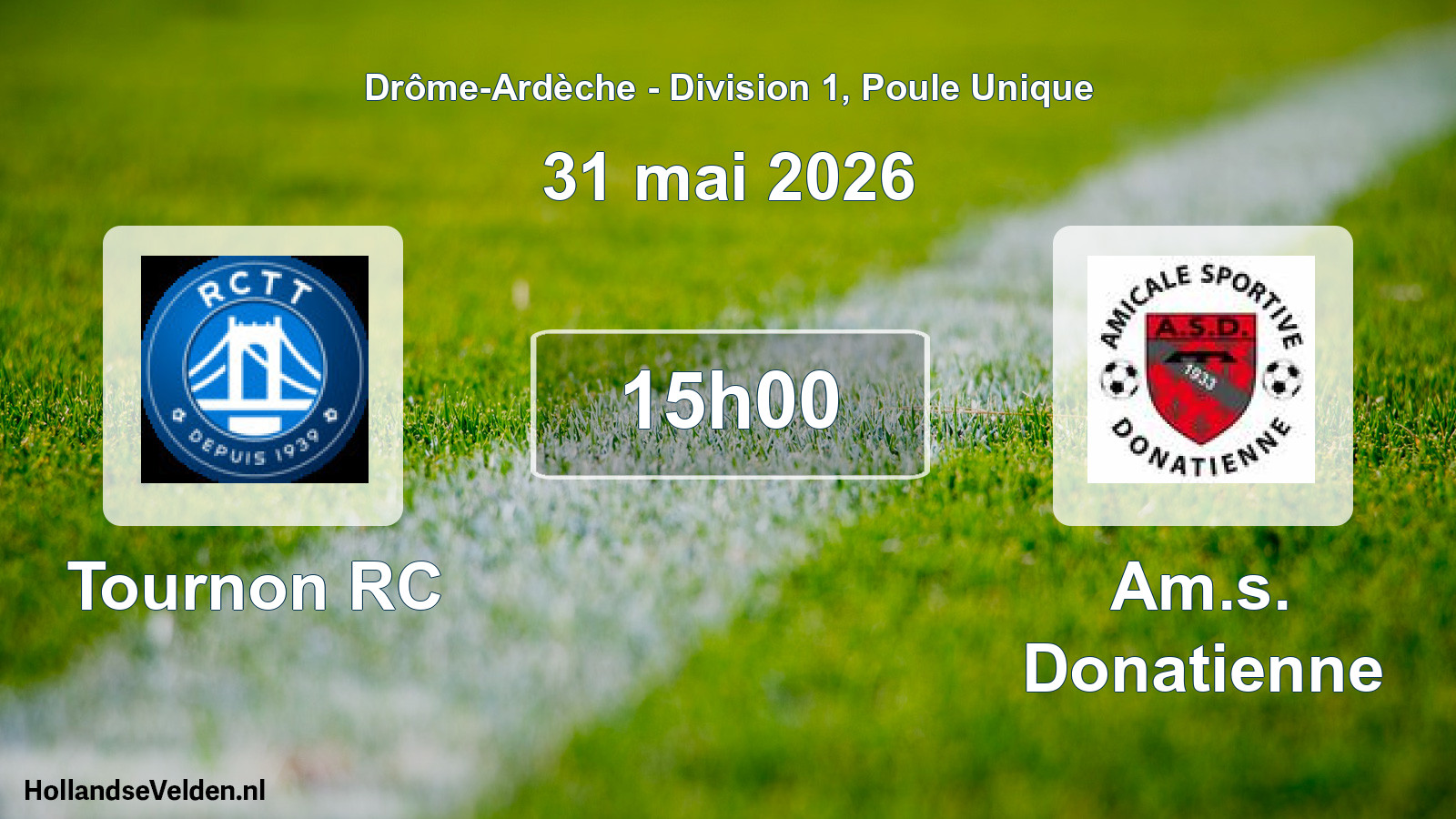 Geplande wedstrijd: Tournon RC - Am.s. Donatienne (31 mei 2026)
