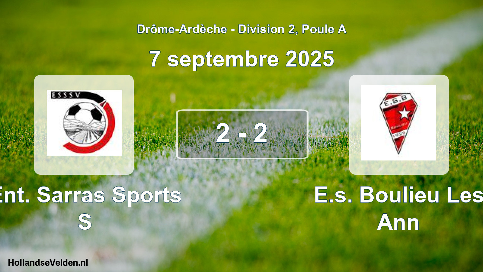 Gespeelde wedstrijd: Ent. Sarras Sports S - E.s. Boulieu Les Ann 2 - 2 (7 september 2025)