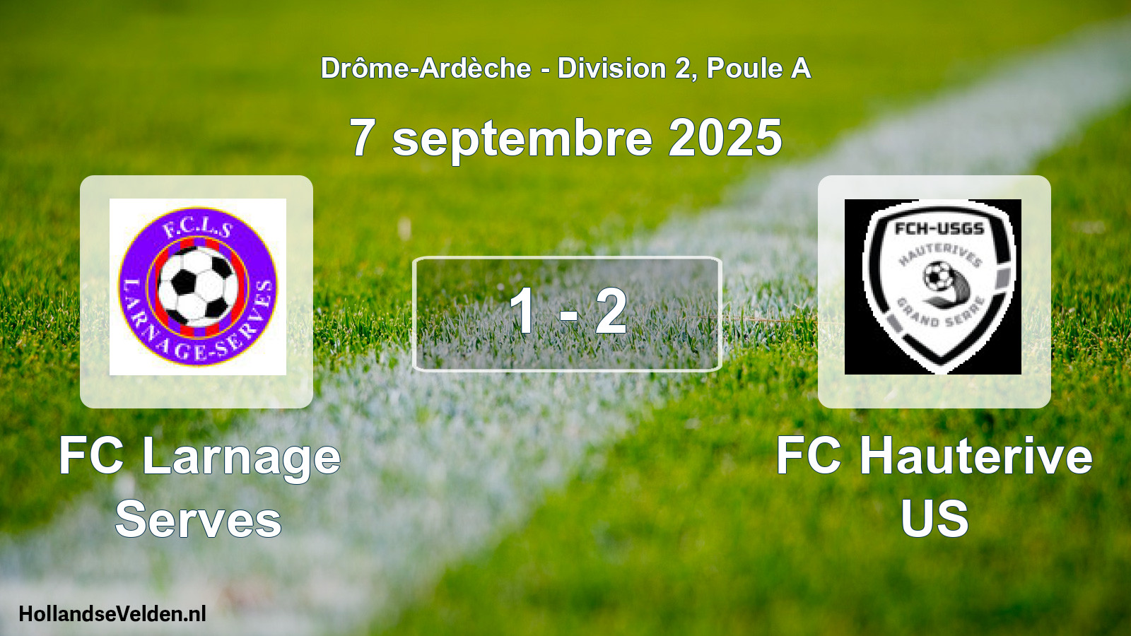 Gespeelde wedstrijd: FC Larnage Serves - FC Hauterive US 1 - 2 (7 september 2025)