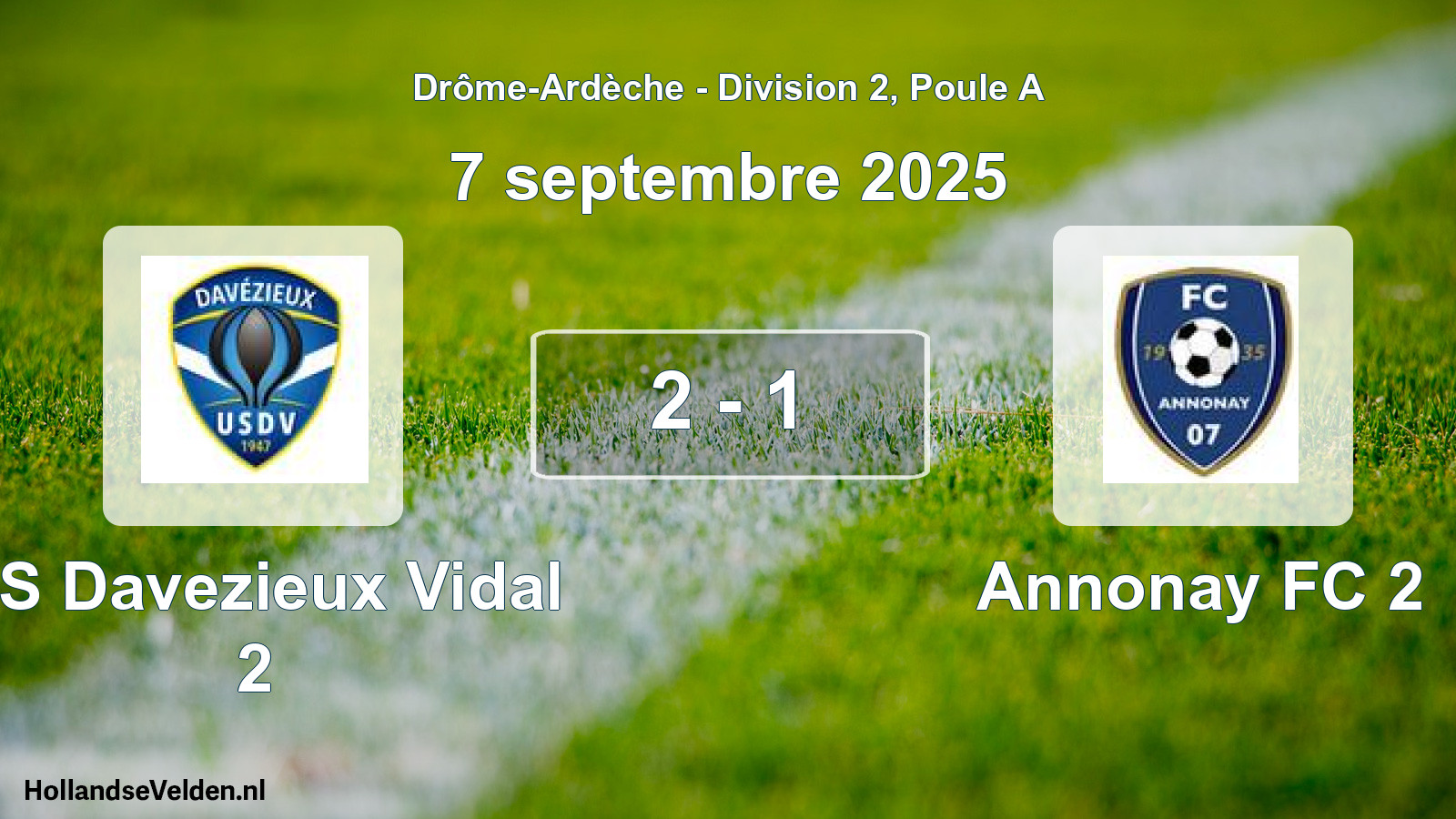 Gespeelde wedstrijd: US Davezieux Vidal 2 - Annonay FC 2 2 - 1 (7 september 2025)
