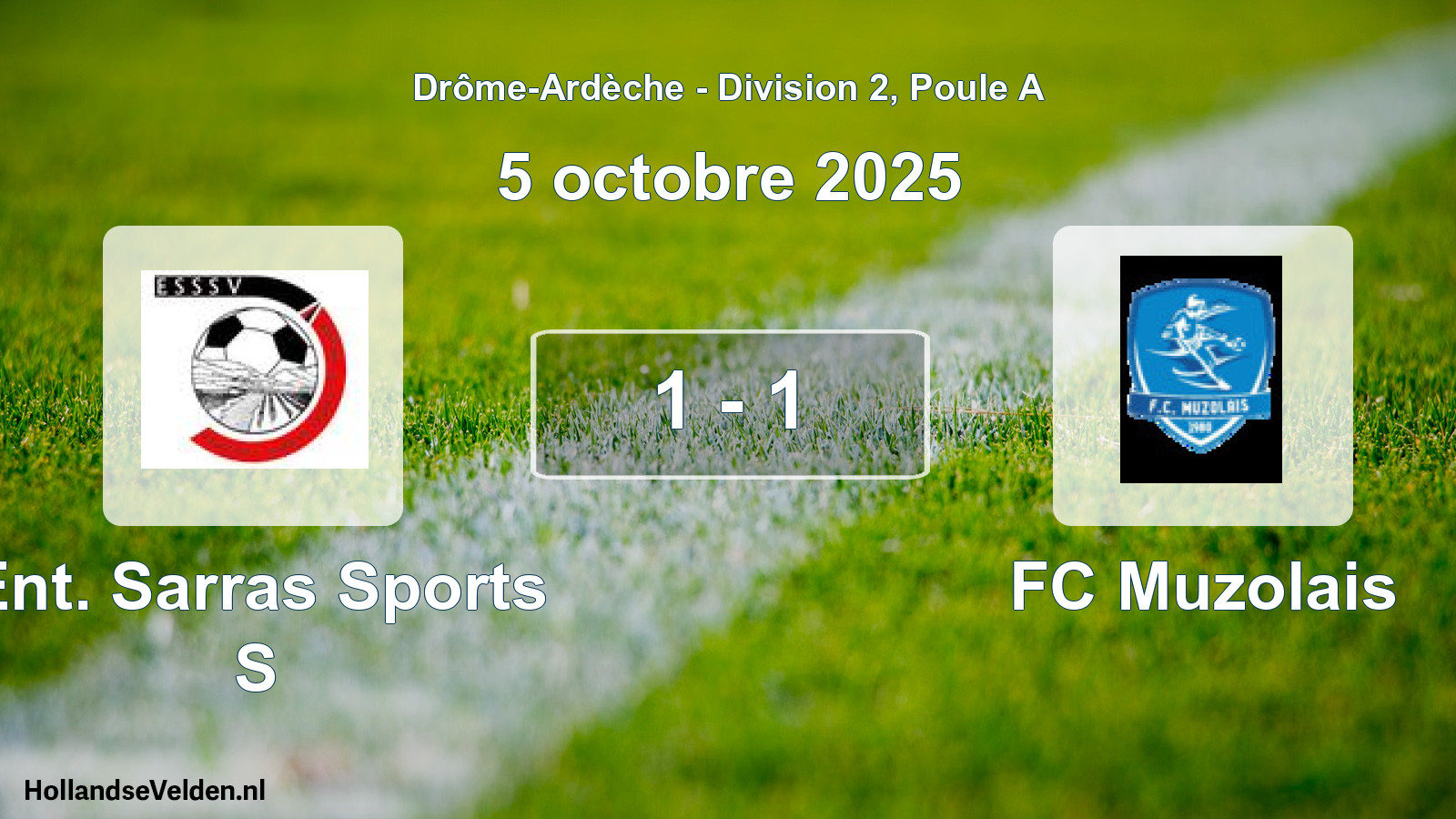 Gespeelde wedstrijd: Ent. Sarras Sports S - FC Muzolais 1 - 1 (5 oktober 2025)