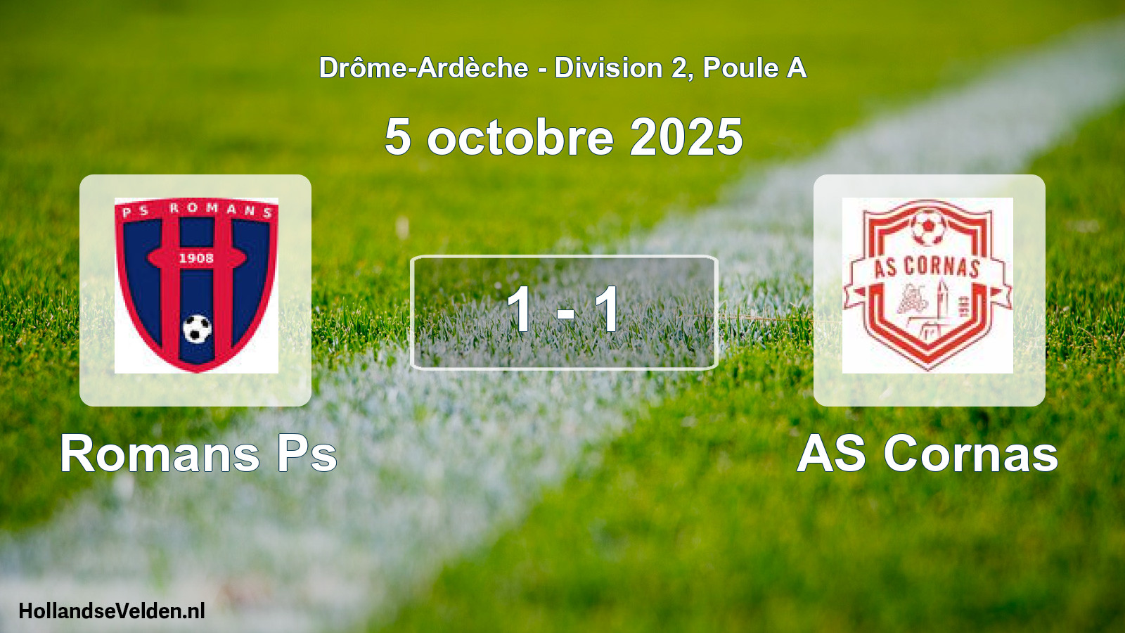 Match joué: Romans Ps - AS Cornas 1 - 1 (5 octobre 2025)