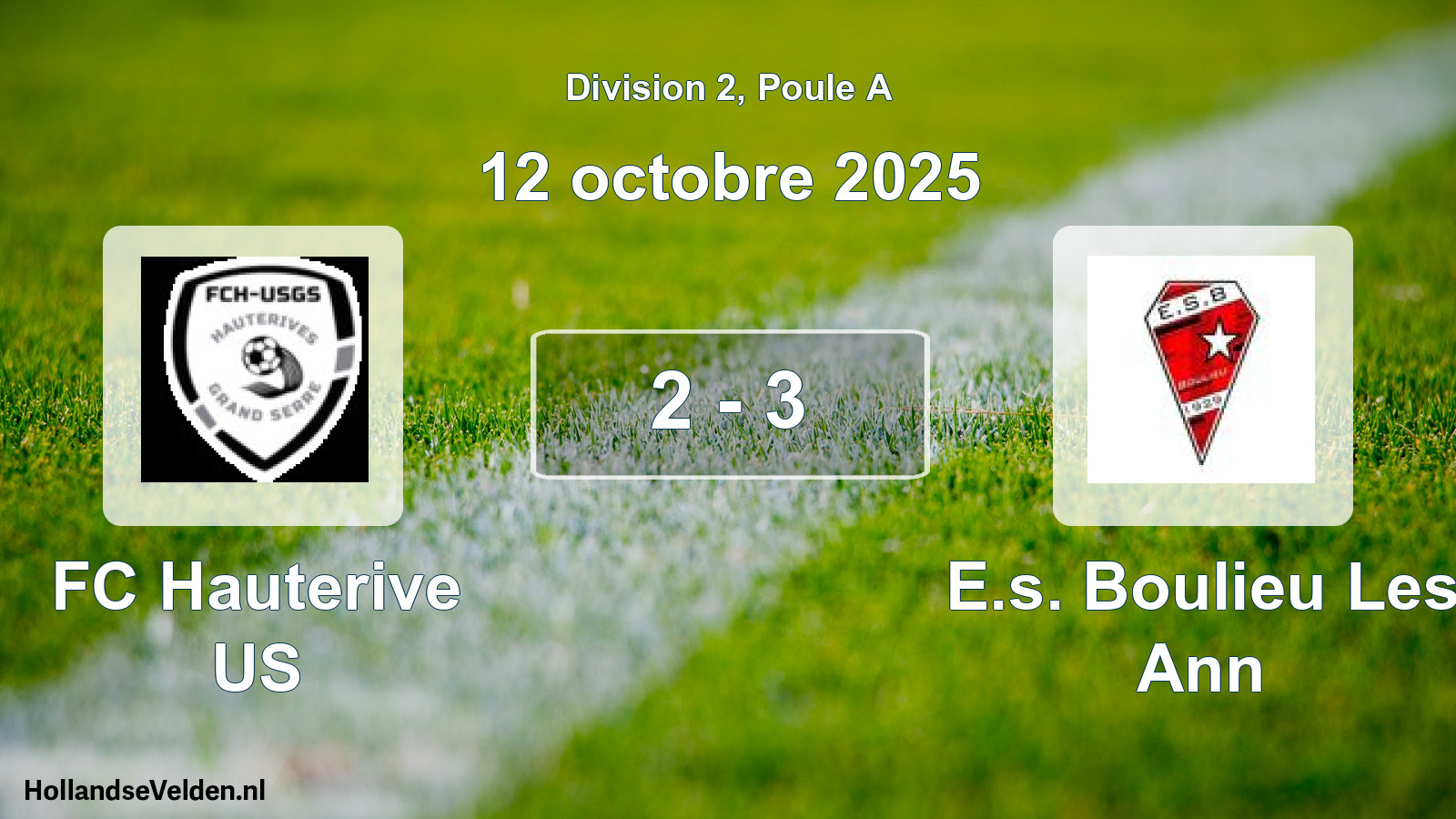 Match joué: FC Hauterive US - E.s. Boulieu Les Ann 2 - 3 (12 octobre 2025)