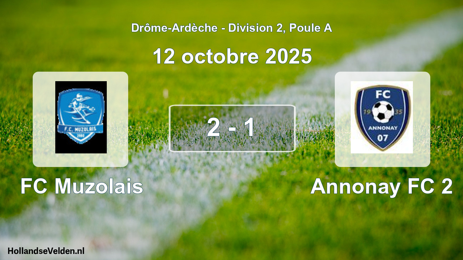 Gespeelde wedstrijd: FC Muzolais - Annonay FC 2 2 - 1 (12 oktober 2025)