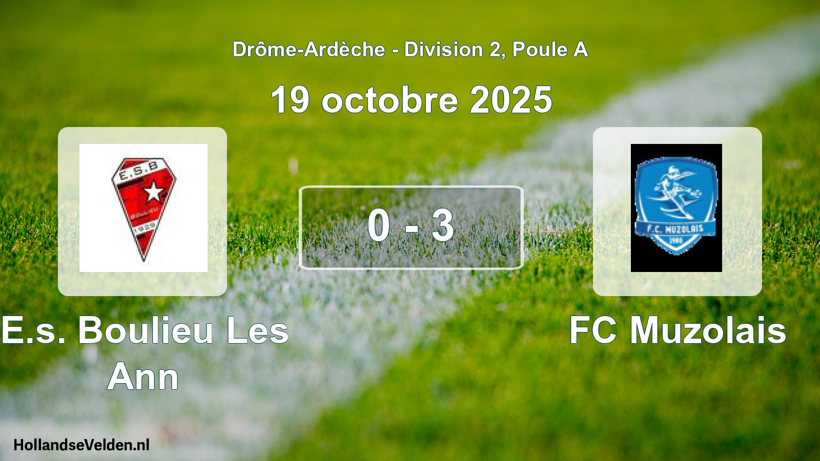 Gespeelde wedstrijd: E.s. Boulieu Les Ann - FC Muzolais 0 - 3 (19 oktober 2025)