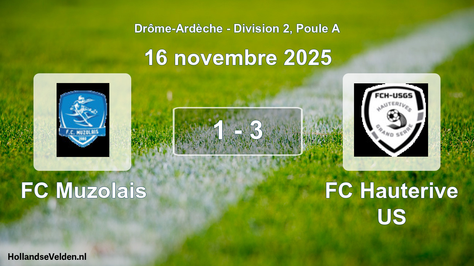 Gespeelde wedstrijd: FC Muzolais - FC Hauterive US 1 - 3 (16 november 2025)