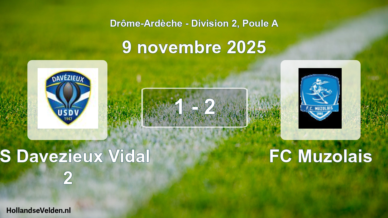 Gespeelde wedstrijd: US Davezieux Vidal 2 - FC Muzolais 1 - 2 (9 november 2025)