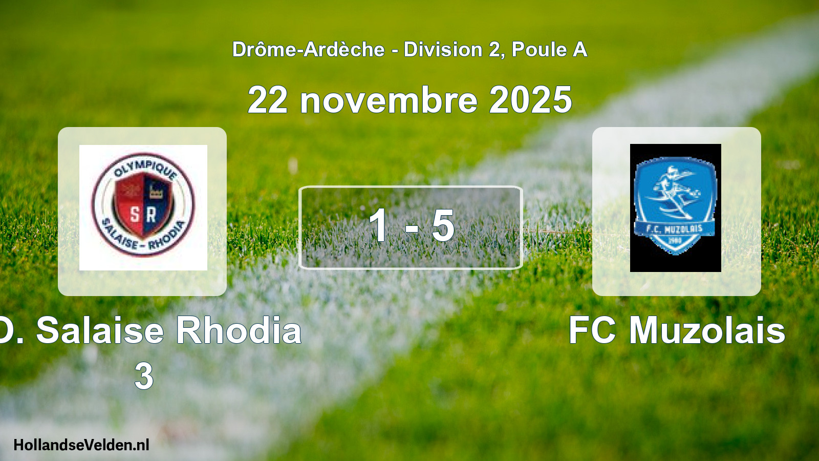Gespeelde wedstrijd: O. Salaise Rhodia 3 - FC Muzolais 1 - 5 (22 november 2025)