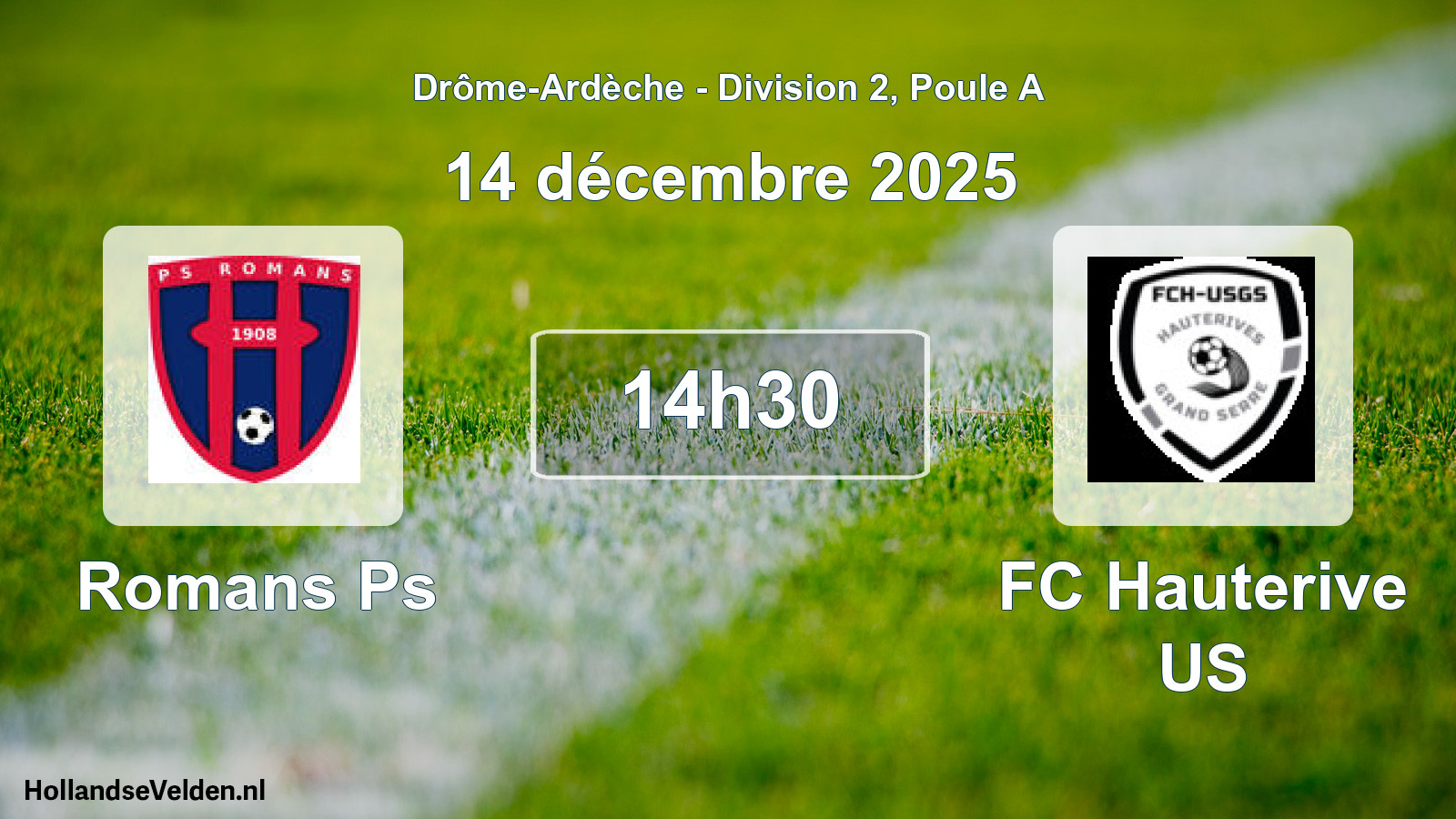 Match programmé: Romans Ps - FC Hauterive US (14 décembre 2025)