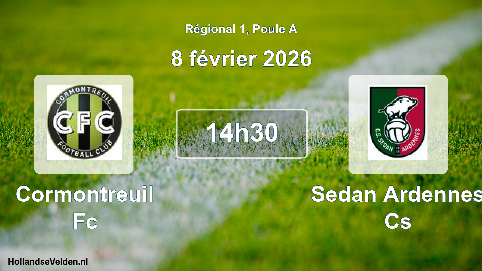 Geplande wedstrijd: Cormontreuil Fc - Sedan Ardennes Cs (8 février 2026)