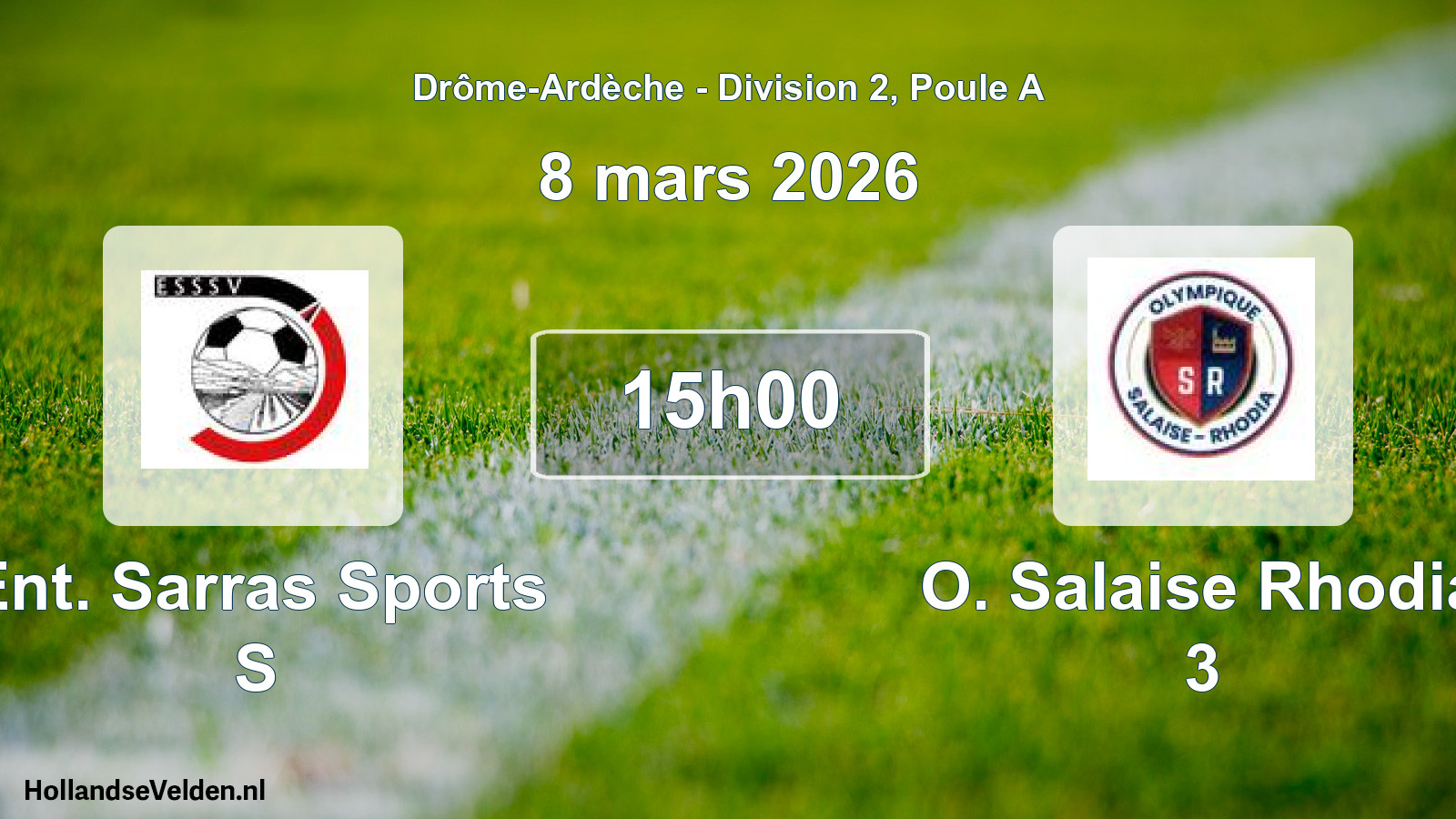 Geplande wedstrijd: Ent. Sarras Sports S - O. Salaise Rhodia 3 (8 maart 2026)