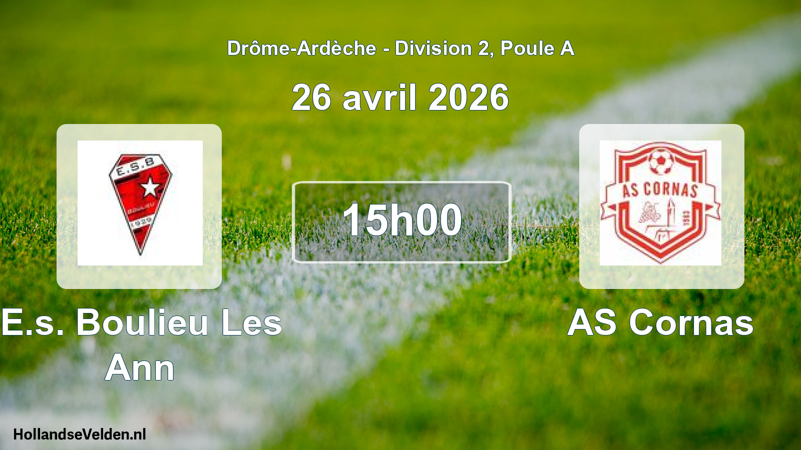 Geplande wedstrijd: E.s. Boulieu Les Ann - AS Cornas (26 april 2026)